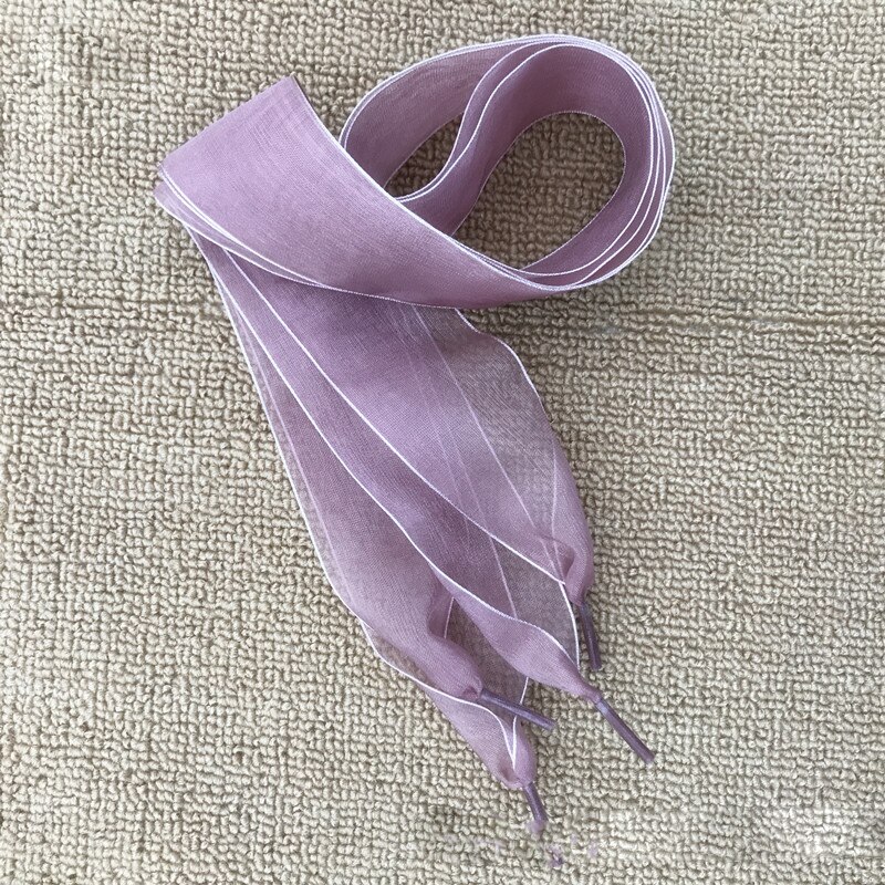 1 Paar 110Cm Mode Shoestrings Vrouwen Schoenveters Platte Zijde Satijn Lint Veters Sneakers Sport Schoenen Kant Boog: light purple