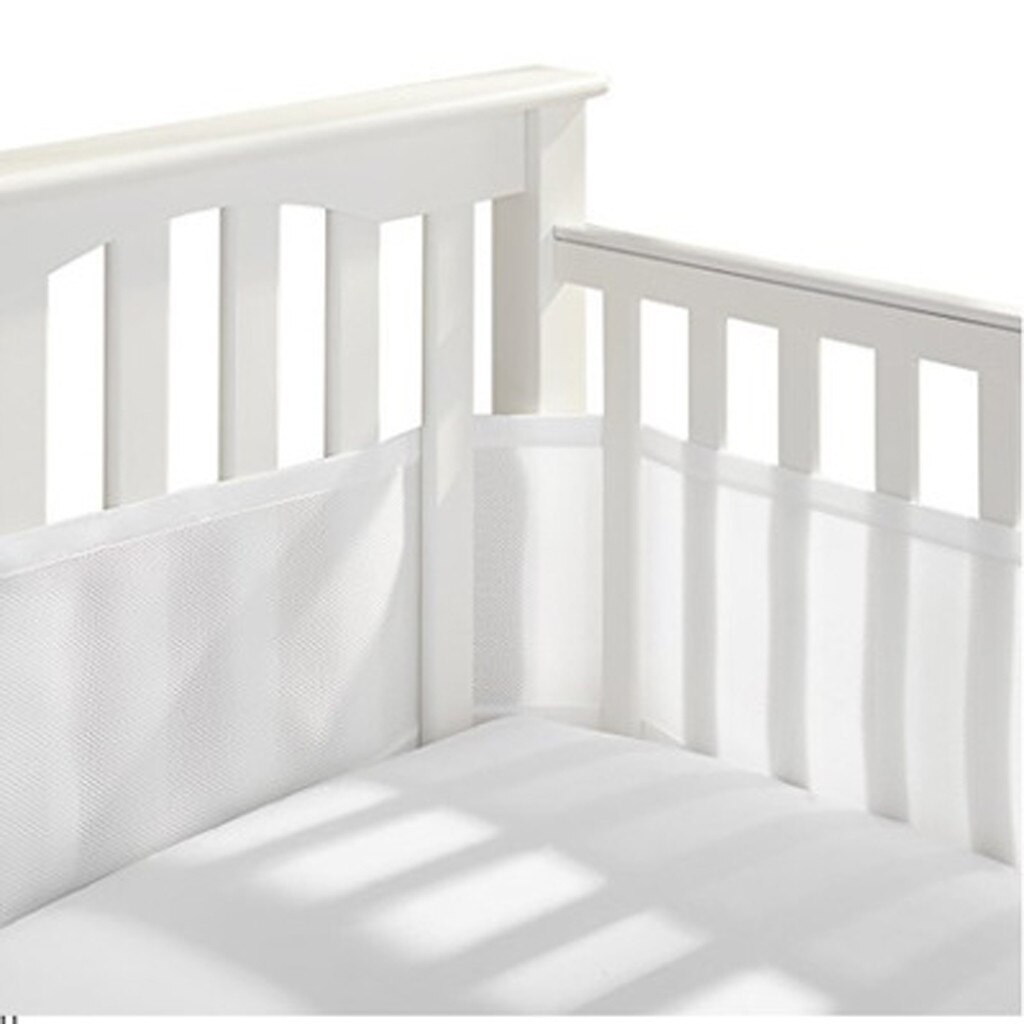 Breathable Crib Bumper Grey Mesh Crib Bumper for Full-Size Crib Breathable Mesh Cama Infantil Bedbumper Kids Bed Crib Bumper