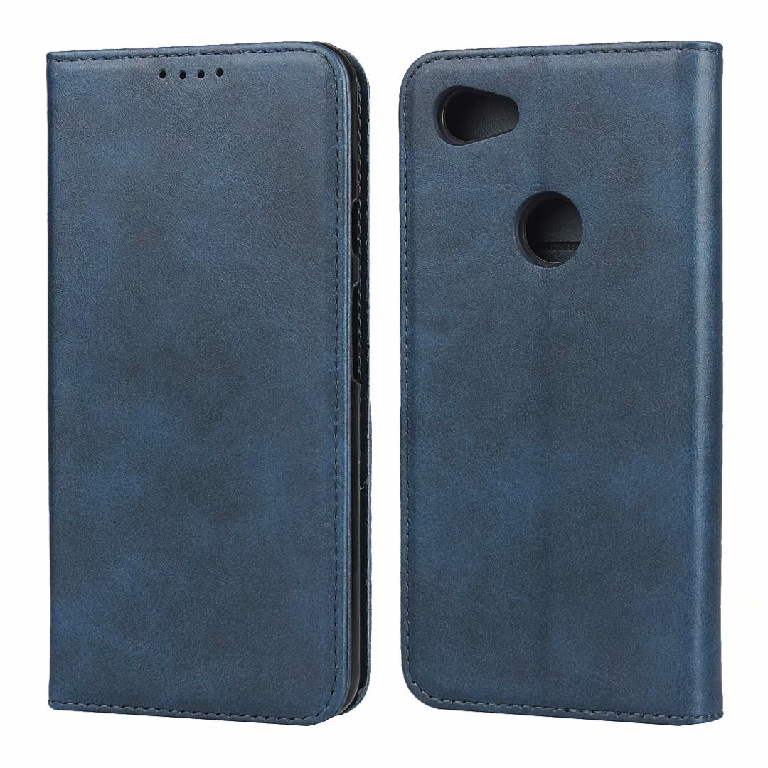 Läderfodral för google pixel 3a 3a xl 3 axl flipfodral korthållare hölster magnetisk attraktionsfodral fodral plånboksfodral: För pixel 3a / Blå
