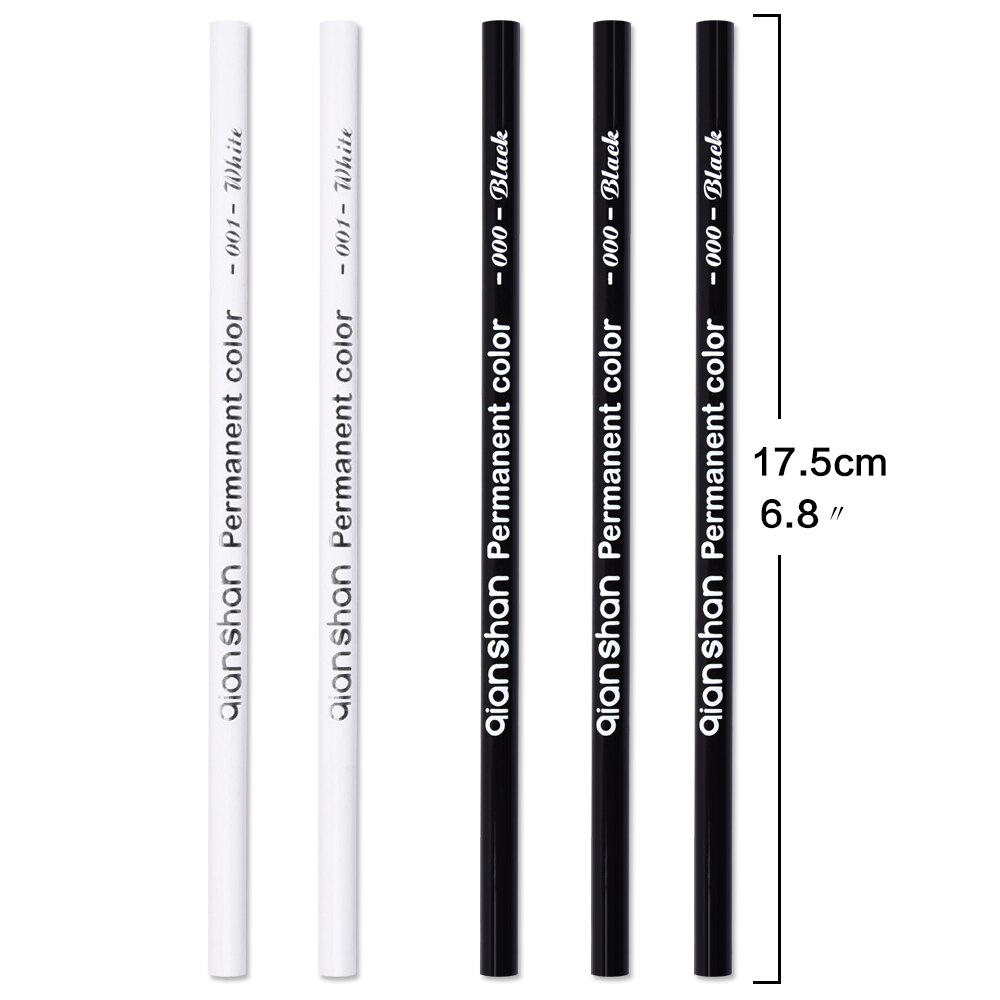 5Pcs Zwart Wit Kleur Potloden-Permanente Kleur Tekening Potlood Olie gebaseerde Houten Kleurpotloden voor Kunstenaar en beginner