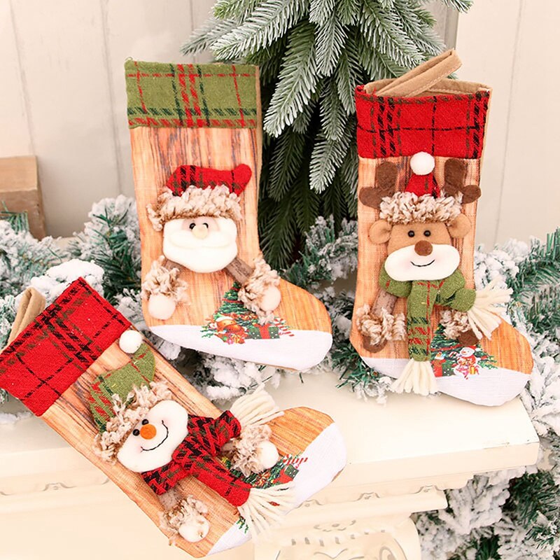 3 Pcs Kerstsok Kerstman Candy Sok Bag Xmas Tree Opknoping Decor
