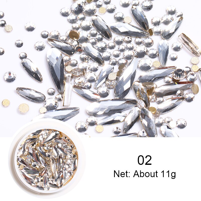 100PCS/Bag Crystals Clear Sharp Flat Back AB Glass Rhinestones Glittering Rhinestone Nails Art Decoration DIY Accessories