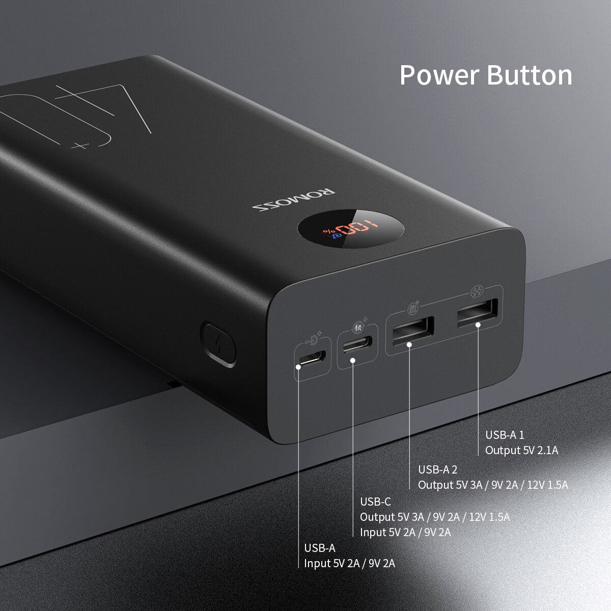 Romoss Power Bank 40000mAh Portable Charging Poverbank Mobile Phone External Battery Fast Charger Powerbank For IPhone 13 Xiaomi