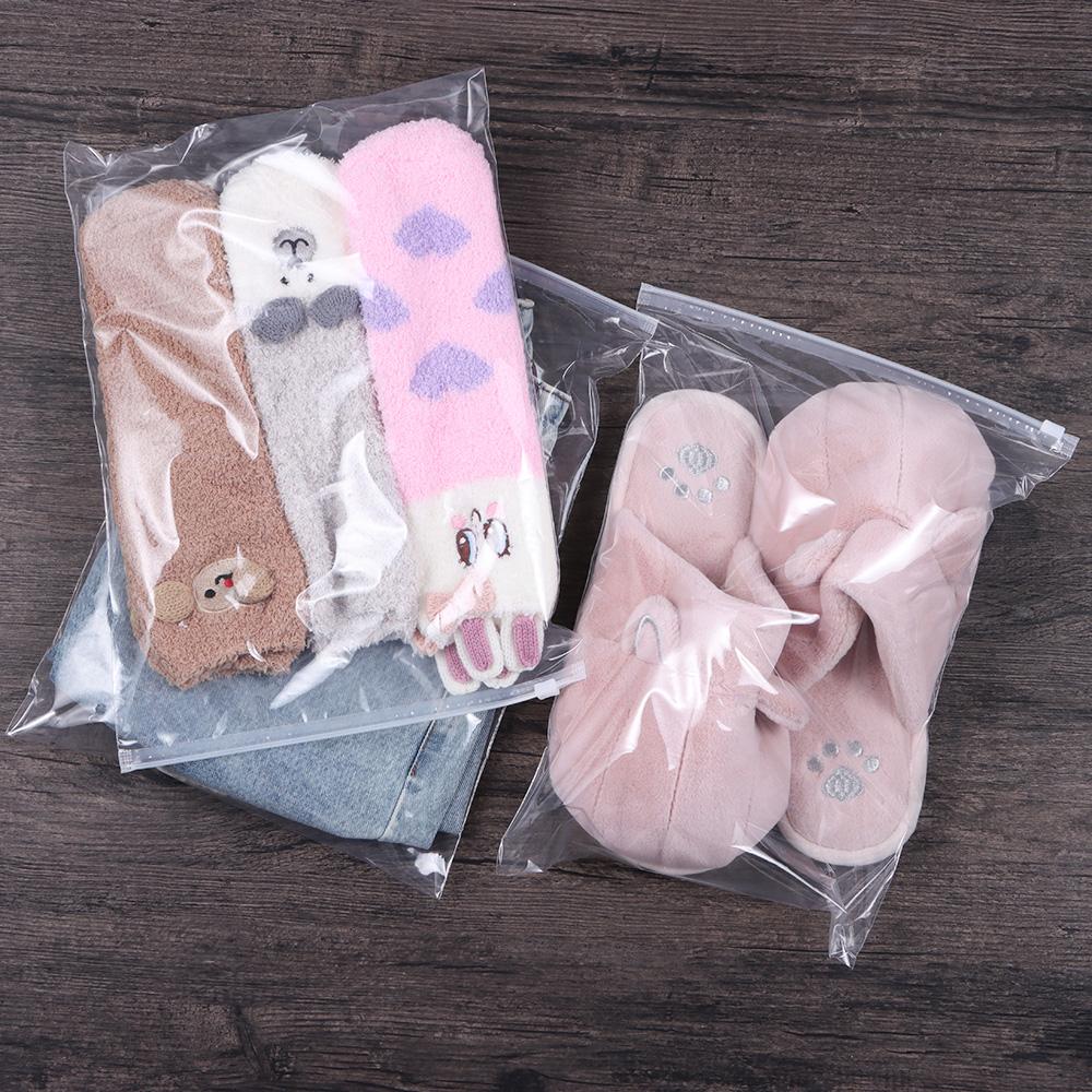 5PCS Portable Clear Transparent Plastic Bag Travel Package Clothing Storage Pouch Zipper Lock Self Seal Bag Waterproof Zip Bag