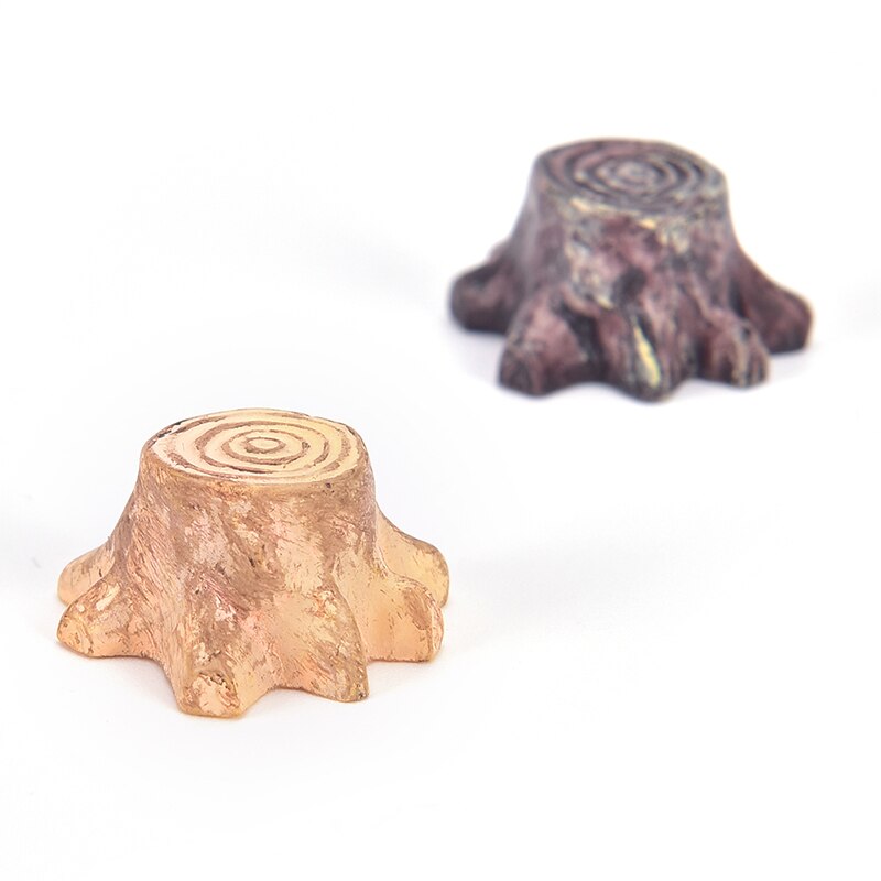 Tilfældig farve harpiks håndværk miniature træstub bro håndværk til haven fe ornament urtepotte plante dekoration pæle