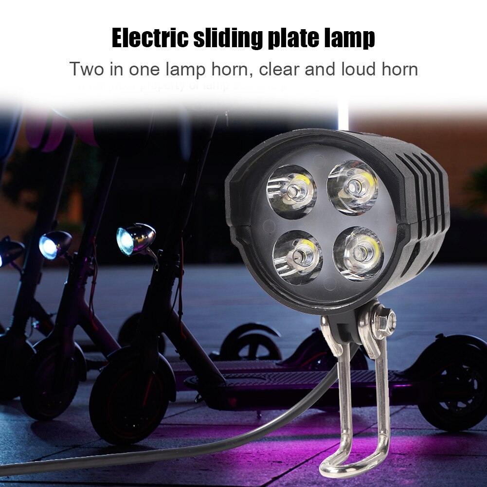 Electric Scooter LED Light Front Headlight 12W Electric Scooter Light Front Waterproof Horn Headlight For Bike Scooter Cycling