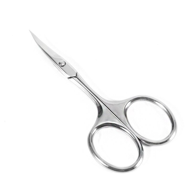 Curved Blade Eyebrow Scissors Stainless Steel Precision Trimmer Eyebrow Eyelash Hair Remover Tool Nose Hair Scissor: WHITE