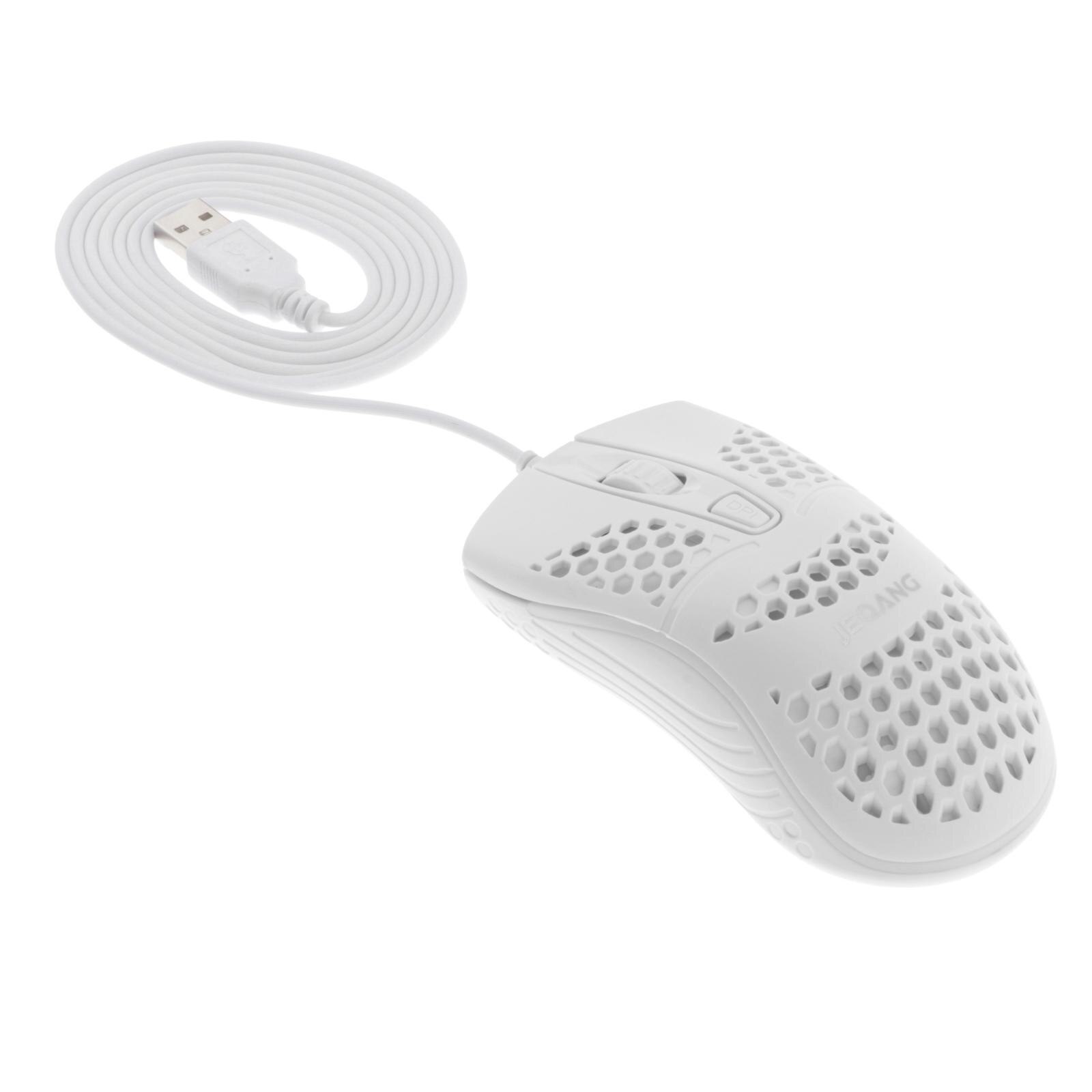USB Wired Game Mouse Hollow Hole Honeycomb Lightweight Computer Mice Adjustable 800/1200/1600dpi: White