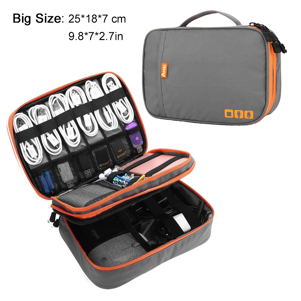 Tragbare Reiseetui für elektronische Accessoires, Kabel-Organizer-Tasche, Gerät-Tragetasche für iPad, Kabel, Strom, USB-Blitz-Laufwerk, Ladegerät: Rosa