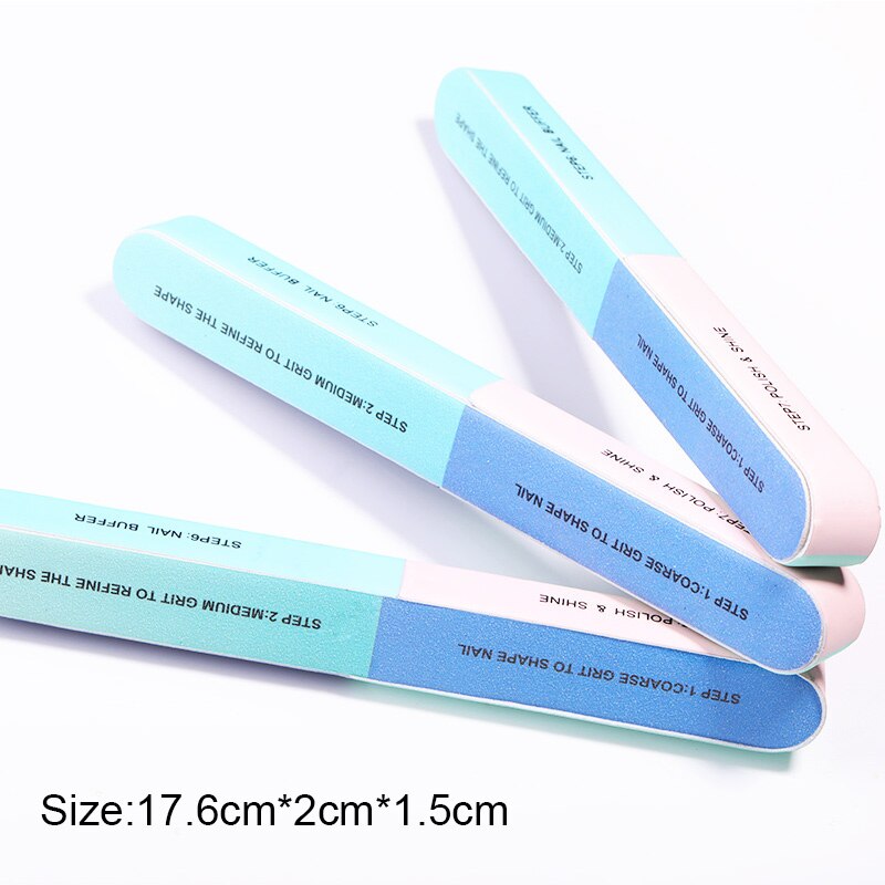 1 Pc sept faces multifonction lime à ongles tampon bleu rose couleurs mélangées meulage ponçage pédicure meulage ponçage outils fichiers