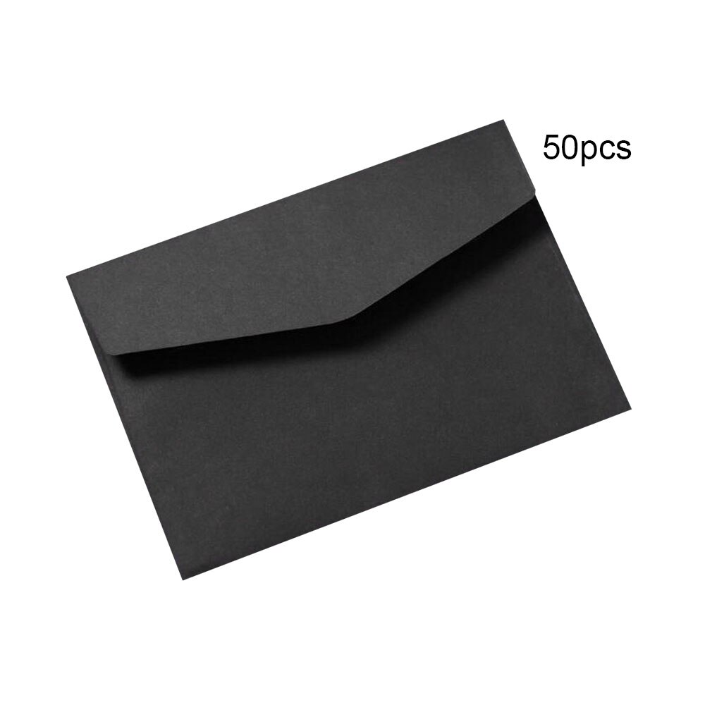 Sobres de papel para manualidades, sobres de estilo europeo Vintage para tarjetas, álbum de recortes, , 12,5x17,5 cm, color blanco y negro, 50 unids/lote: Negro