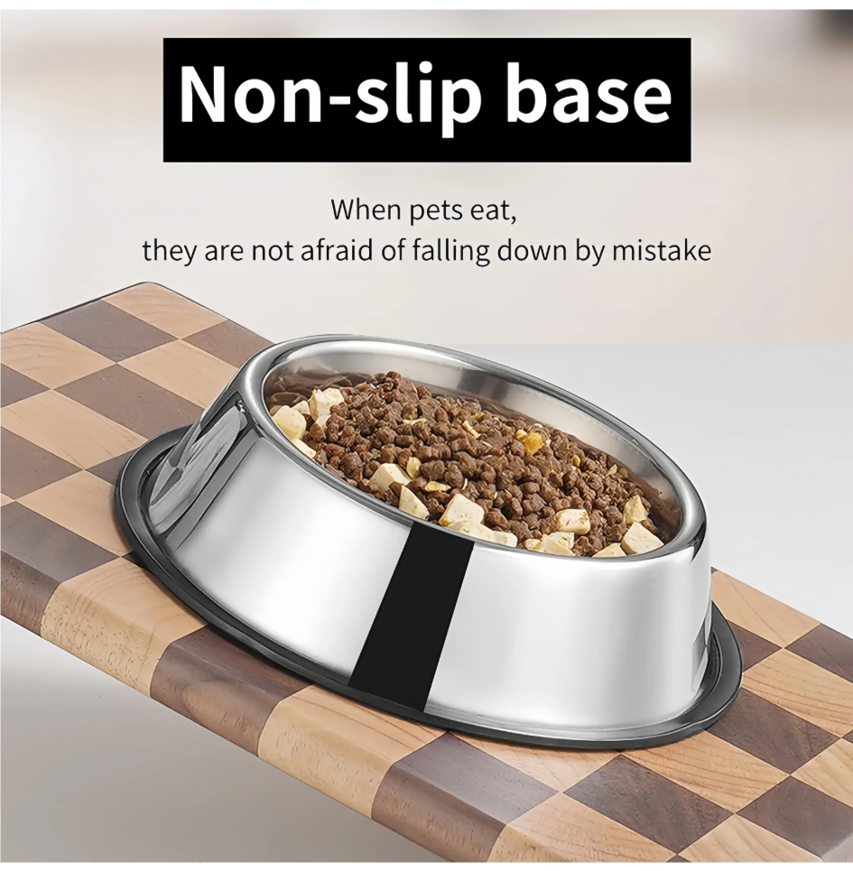 Pet Dog Cat Stainless Steel Bowl Pet Feeding Bowl Cat and Dog Drinking Bowl Metal Feeder Bowl Durable Easy To Clean 6 Sizes