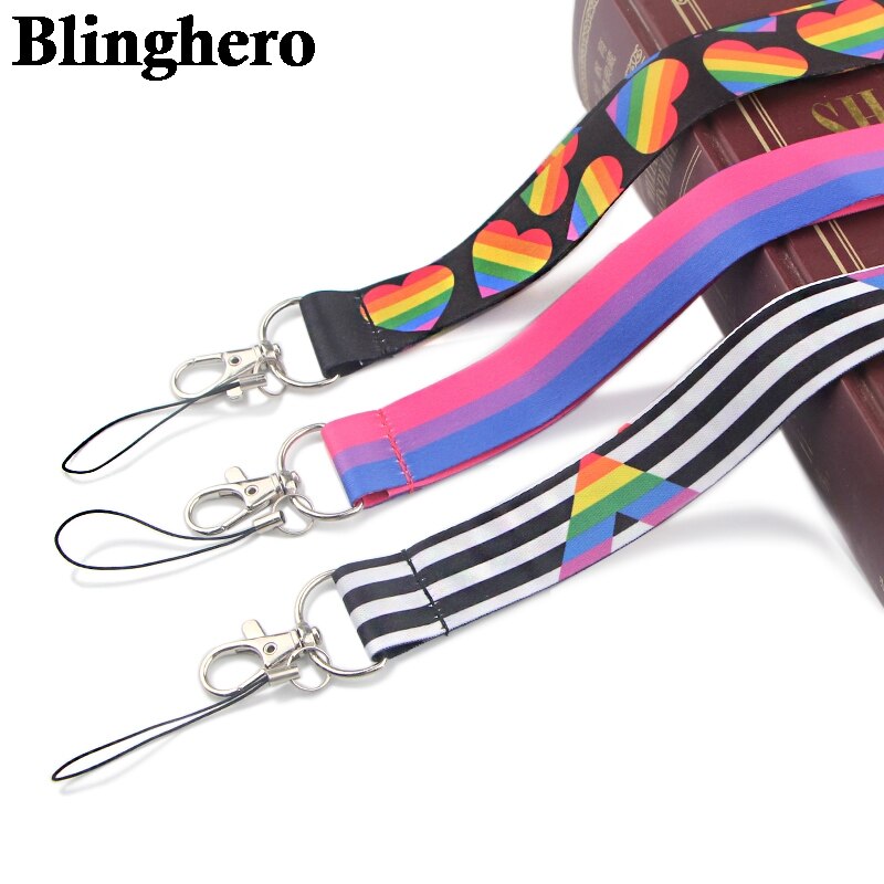 CA934 20 teile/los Regenbogen Herz Lanyards Nacken Gurt praktisch Schlüssel Ich würde Karte Halfter Schlüsselband Für Schlüssel DIY Hängen seil