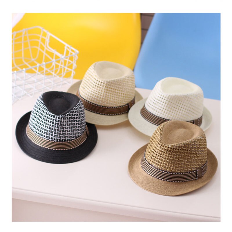 ¡Novedad! sombrero Panamá para niños, sombreros de verano para el sol, gorro para bebés y niños, sombrero de paja de Jazz para niños, sombrero para bebés tipo gorro para niños, accesorios de fotografía