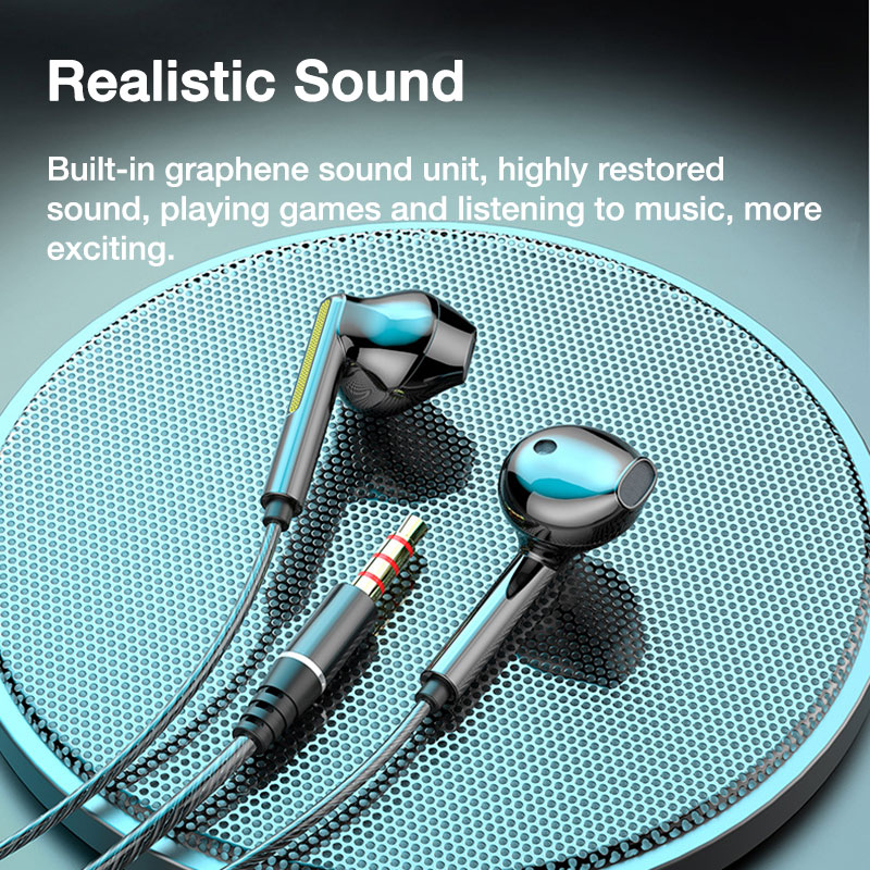 Eardeco in-ear-hörlurar headset med mikrofon trådbundna hörlurar tung bas stereo mobilhörlurar öronsnäckor trådbundna speltelefonhörlurar