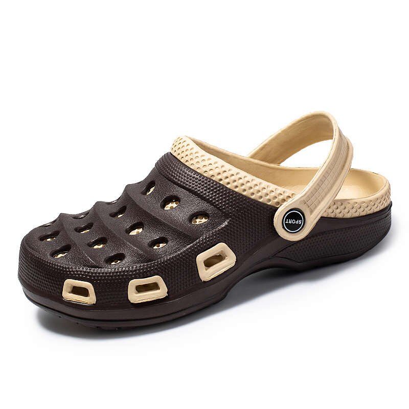Herrskor utomhus man sommar sandaler mjuka herr tofflor casual herr sandaler krokodil strand manliga träskor skor  b5: Brun / 7