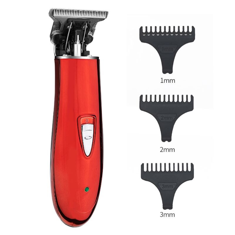 Hårklippere herre t-blade skægtrimmer barber plejesæt ledningsfri klipningsmaskine: Rød