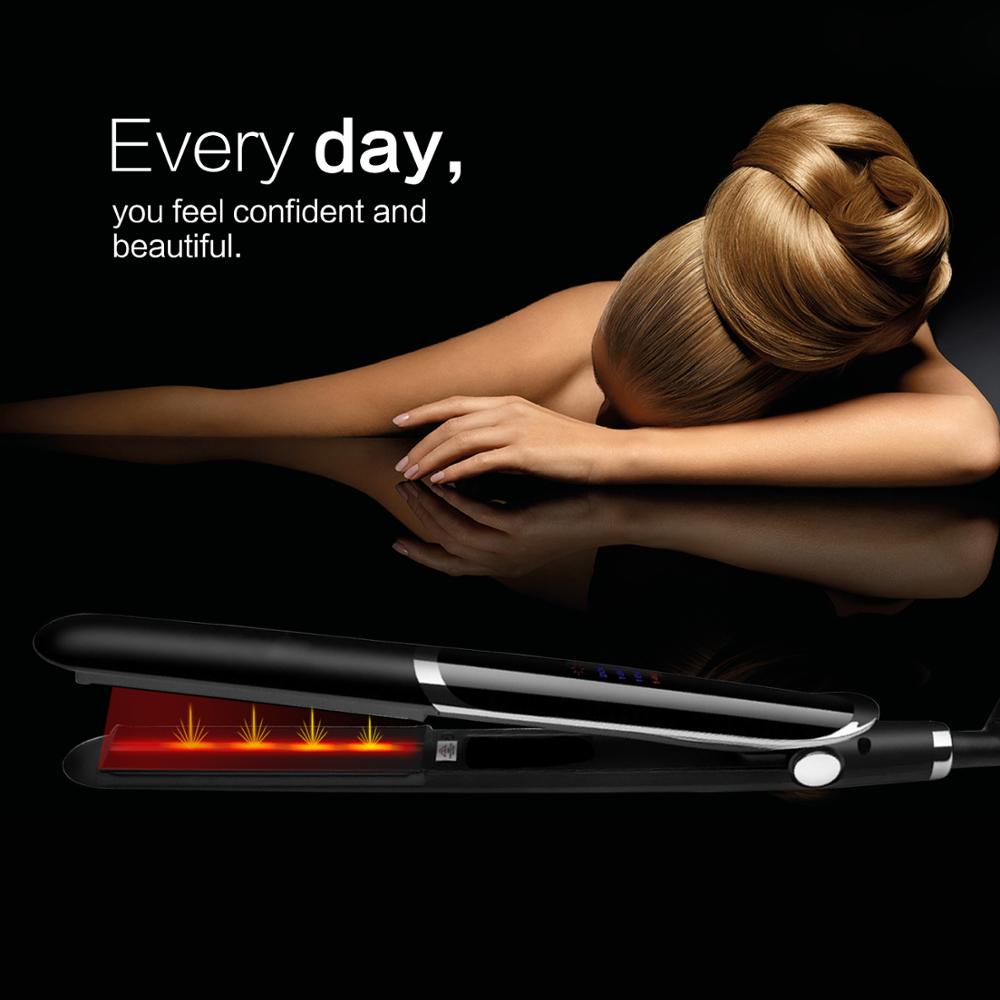 infrared hair straightener and curler 2 in 1 curling flat irons fast heat up 110v-220v hair styling tools