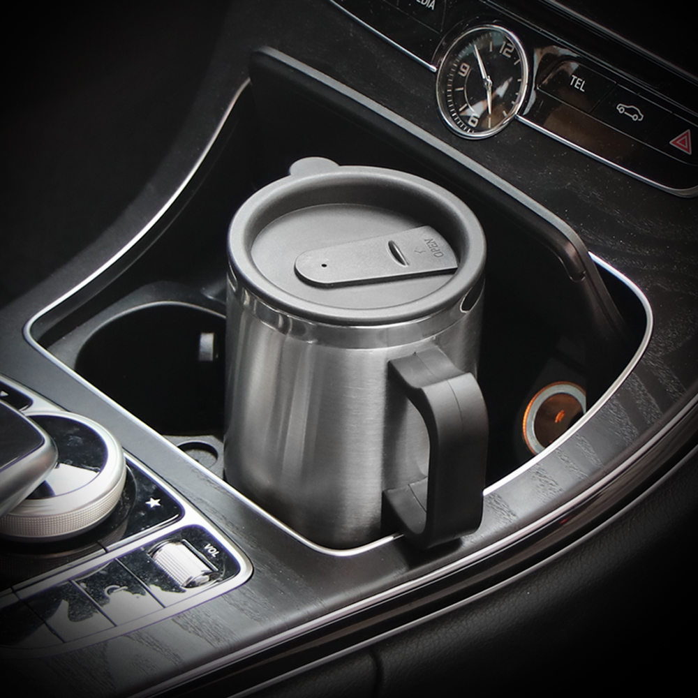 Tasse à café Portable 12V 500ML, tasse électrique en acier inoxydable, avec câble briquet à cigare, bouilloire qui garde l'eau au pour voiture