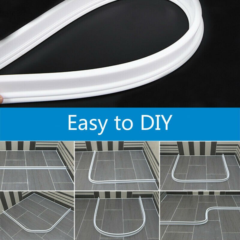 Bathroom Water Stopper Shower Barrier Silicone Retaining Strip 30mm Height Non-Slip Self-Adhesive Water Blocker DIY Length #40