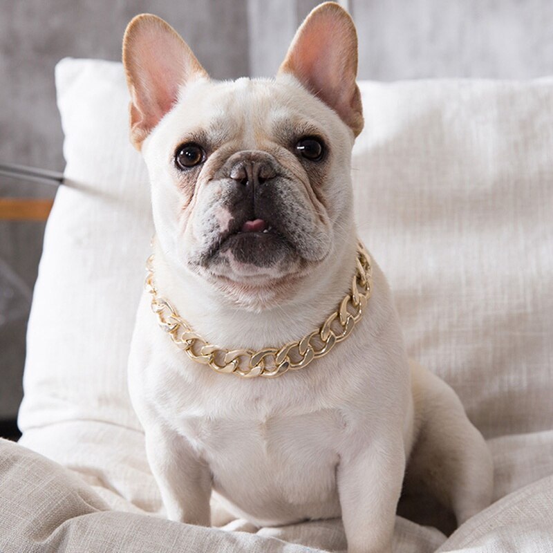 Dog Neck Chain Pet Chain Collar Cool Plastic Adjustable Gold Silver Plated Puppy Chain Pet Chain Necklace For Cat Dog