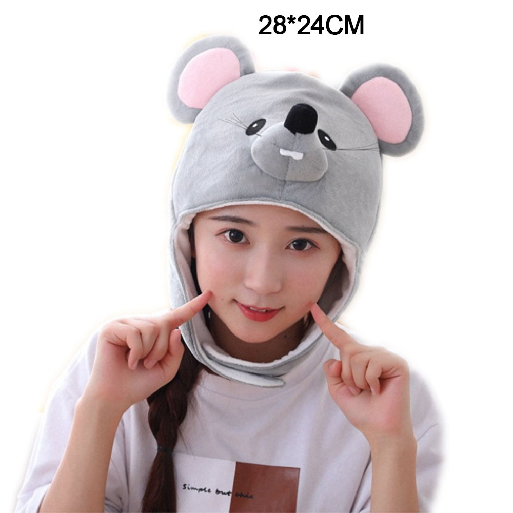Cute Plush Faux Fur Animal Rat Hat Cap Soft Warm Winter Headwear Fun Cute Beanie Hat Fleece Lining: without tail