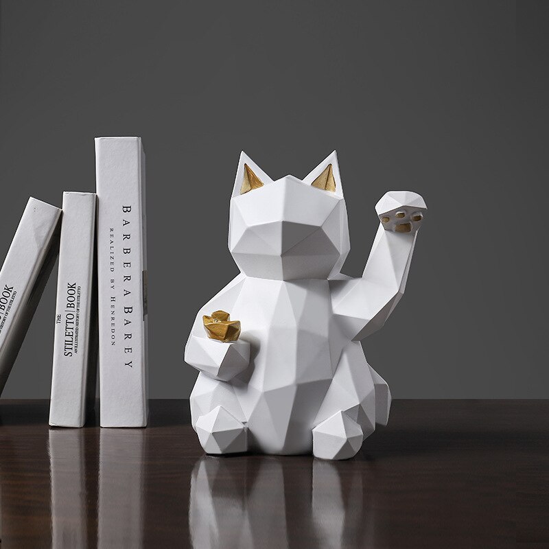 Noord-europa Eenvoudige Lucky Cat Hars Dier Ornamenten Woonkamer Veranda Shop Ornamenten Zachte Decoratie Proces
