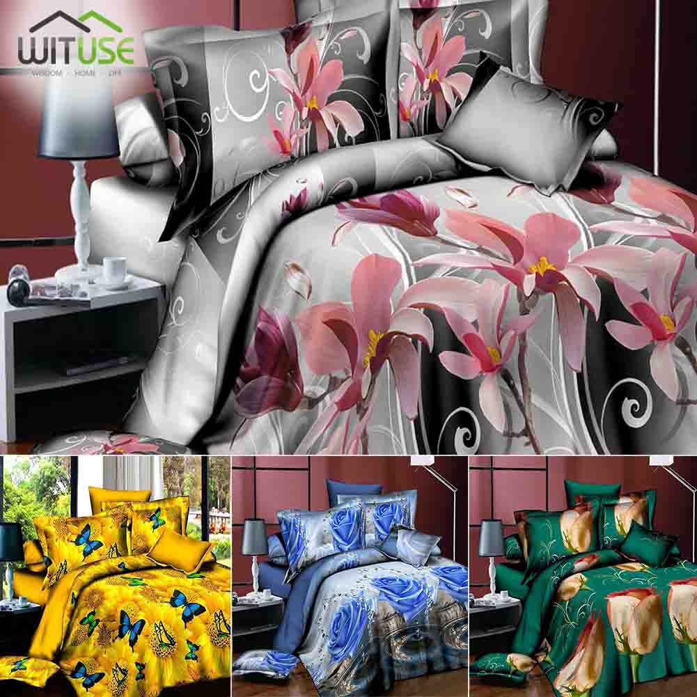 Light Family Down Quilt Twin Queen Bedding Sets 3d Quilt Duvet Cover Pillowcase Set Flowers Printing Decorate Family Bedroom
