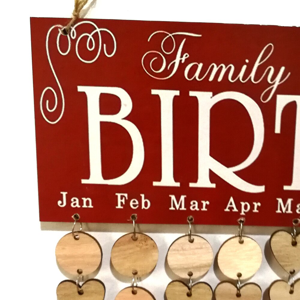 DIY Wood Family Friends Birthday Reminder Special Dates Planner Board Wooden Calendar Home Hanging Decor