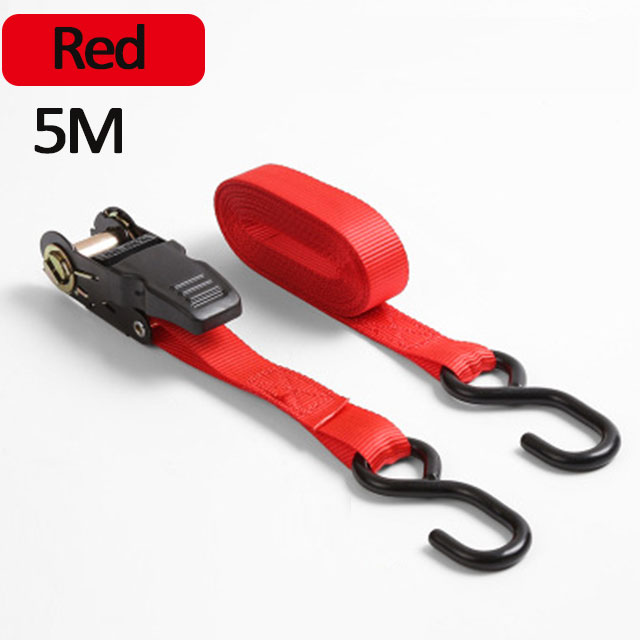 Nuovo 5M Car Motorcycle Cargo Strap Tension Rope Tie Down Strap Strong Ratchet Belt per bagagli Bag Lashing Rope elastic bands: Rosso