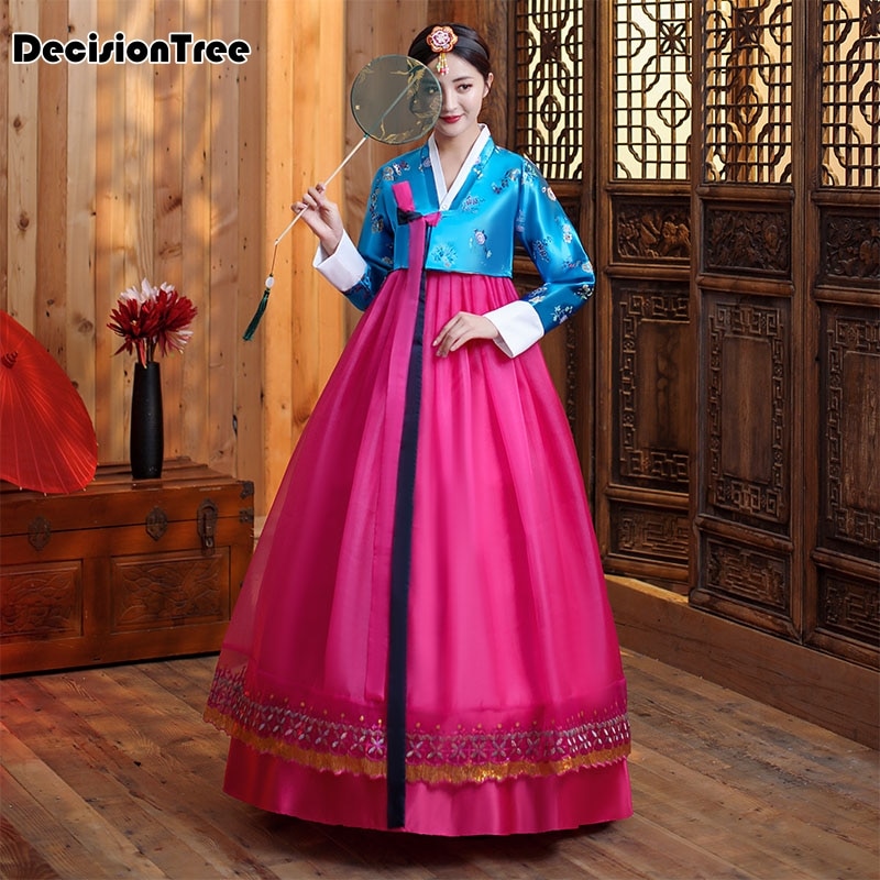 2020 sequined coreano tradicional traje hanbok feminino coréia palácio traje hanbok vestido de dança nacional roupas para palco mostrar