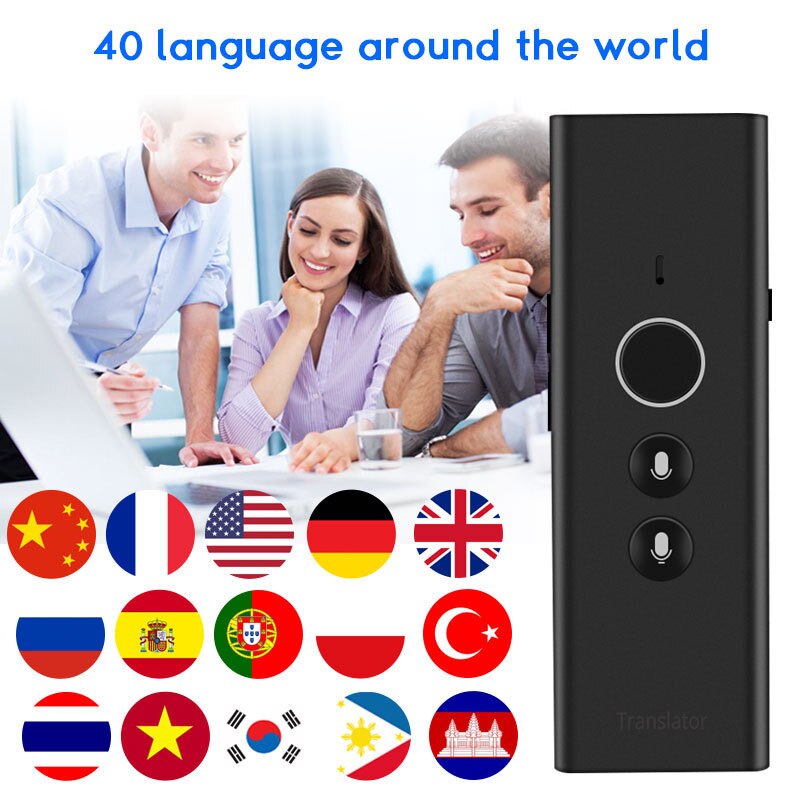 Portable Smart Voice Speech Translator For IOS/Android Two-Way Real Time 40 Languages Translator For Meeting Learning Travelling