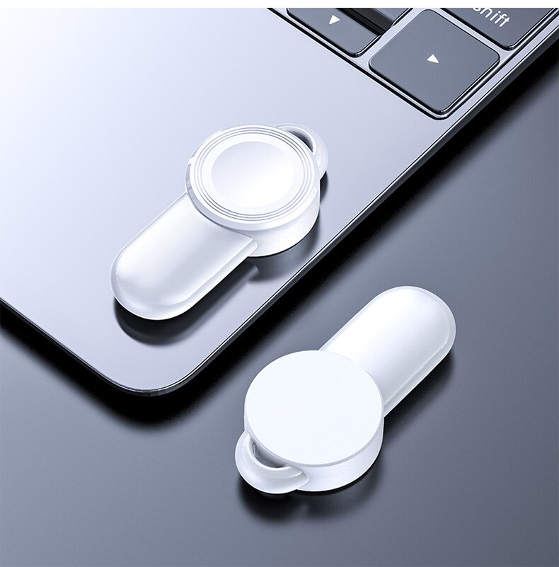 Mini Draagbare Magnetische Draadloze Oplader Voor Apple Horloge 44Mm 40Mm Smart Fast Charger Usb Adapter Voor Apple Horloge se/6/5/4/3/2/1: Moon white