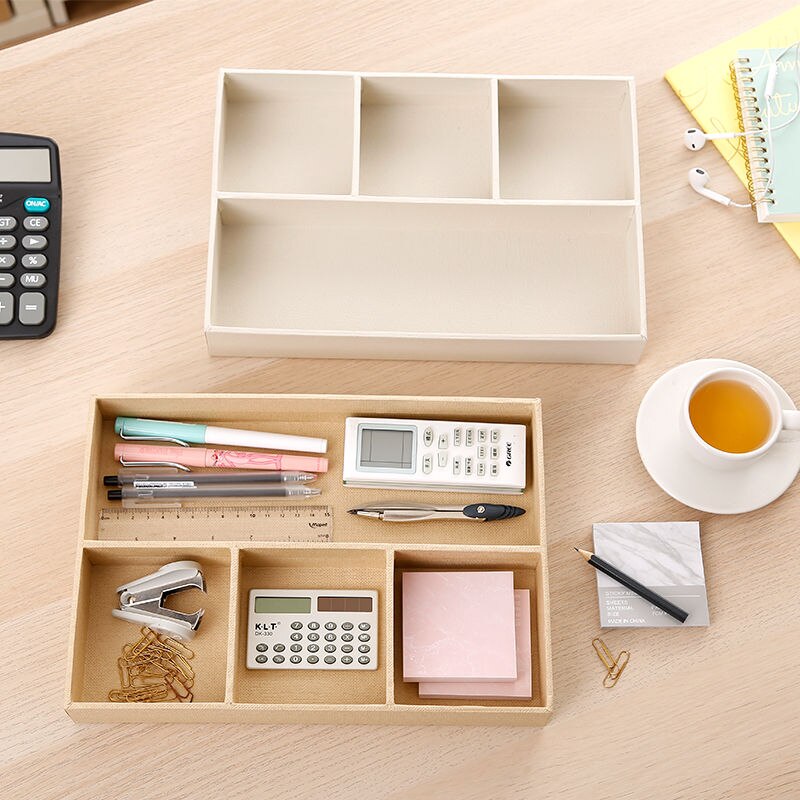 Paper Tray Office Storage Box Desktop Debris Compartment Remote Control Storage Box Solid Cardboard Shelf Desk Organizer Storage