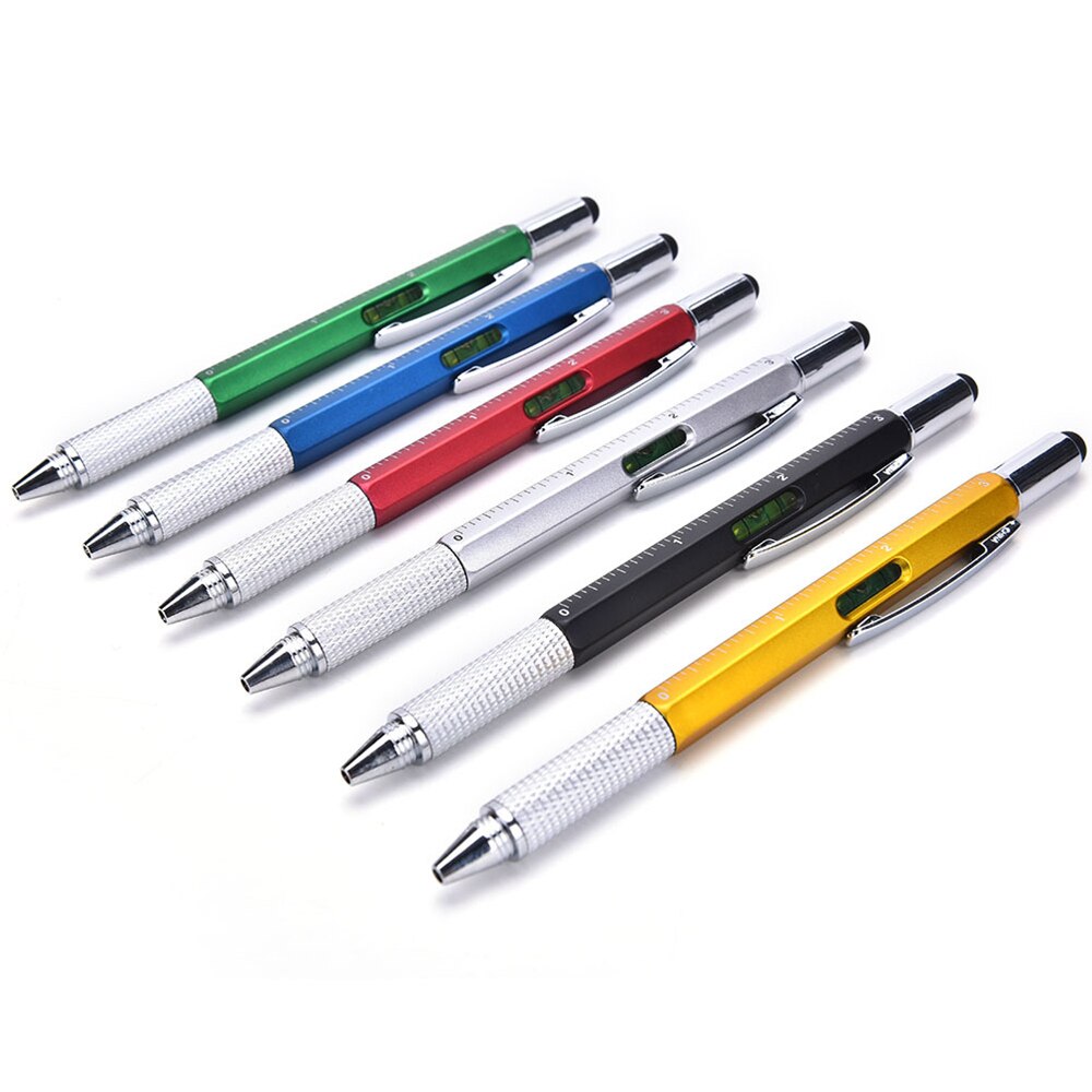Brand 6 In 1 Touch Screen Stylus Pen Ballpoint Pen Bubble Level Ruler Screw Driver Business Multi-functional Stylus Pen