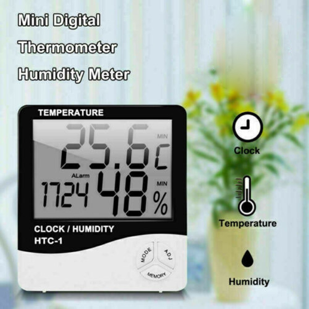 Lcd Digitale Temperatuur-vochtigheidsmeter HTC-1 Thuis Indoor Outdoor Hygrometer Thermometer Weerstation Met Klok # Af