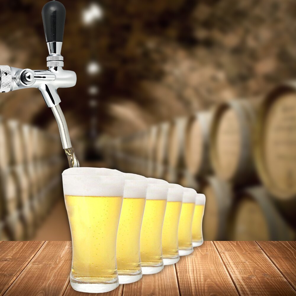 Adjustable Flows Chrome Draft Beer Tap G5/8 Shank Long Stem Brew Beer Keg Taps with Ball Lock Disconnect for home or commercial