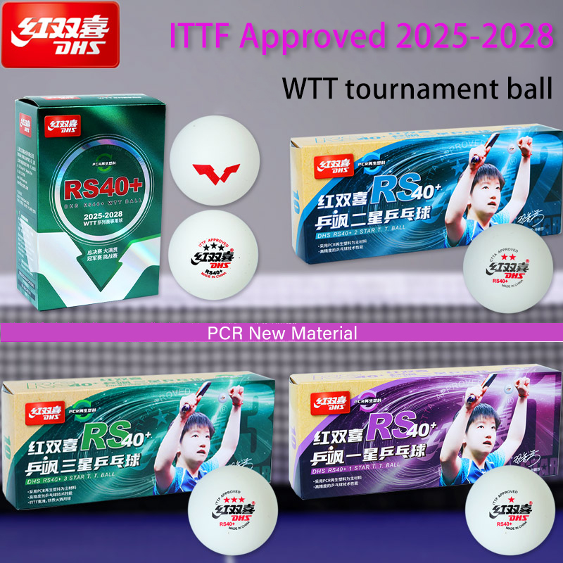 DHS RS40+ Table Tennis Balls WTT PCR Material 40+mm Ping Pong Balls with Seam for Training Competition ITTF Approved