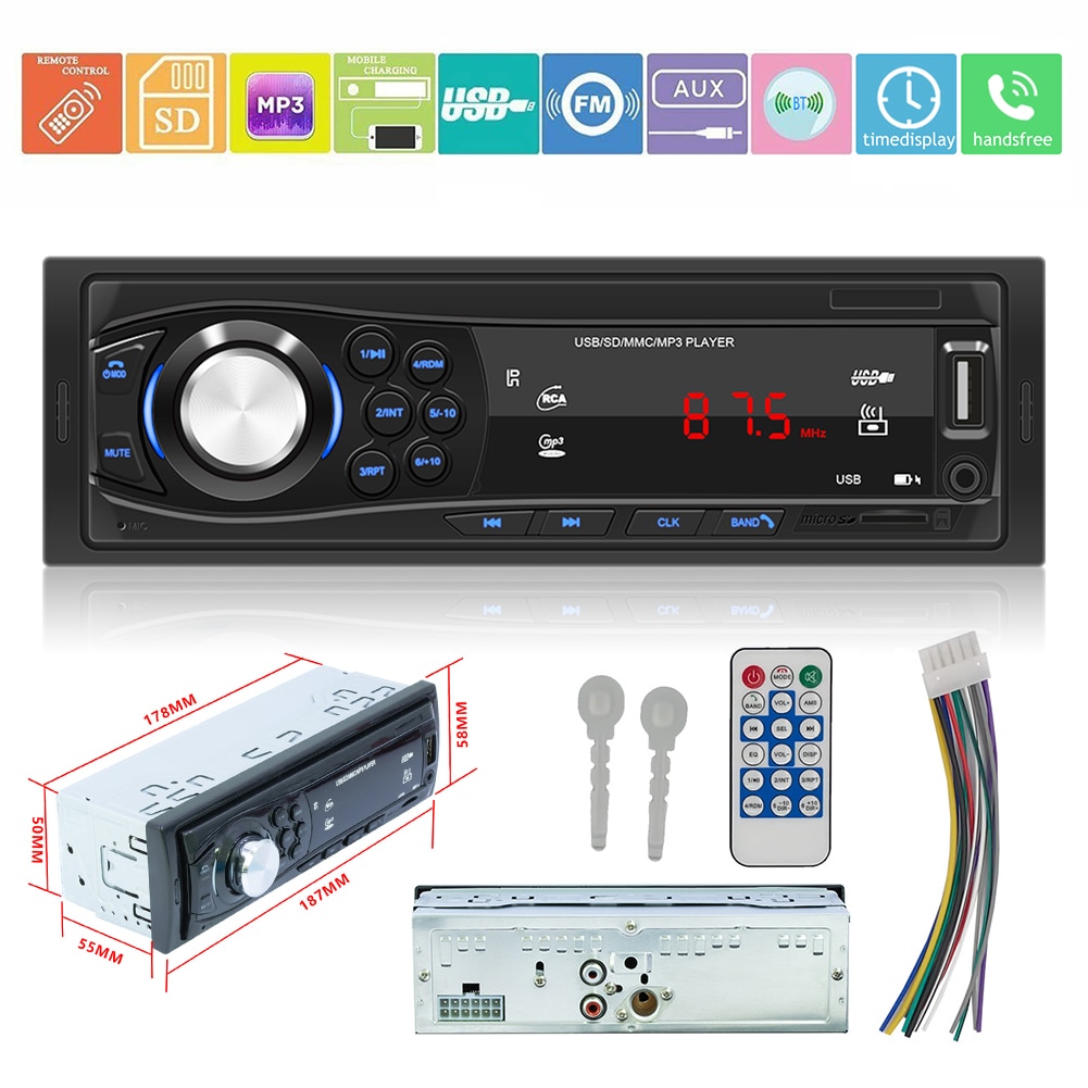 SWM-1028 1 DIN Car Stereo Radio MP3 Player Radio AUX TF Card U Disk Head Unit Car MP3 Multimedia Player