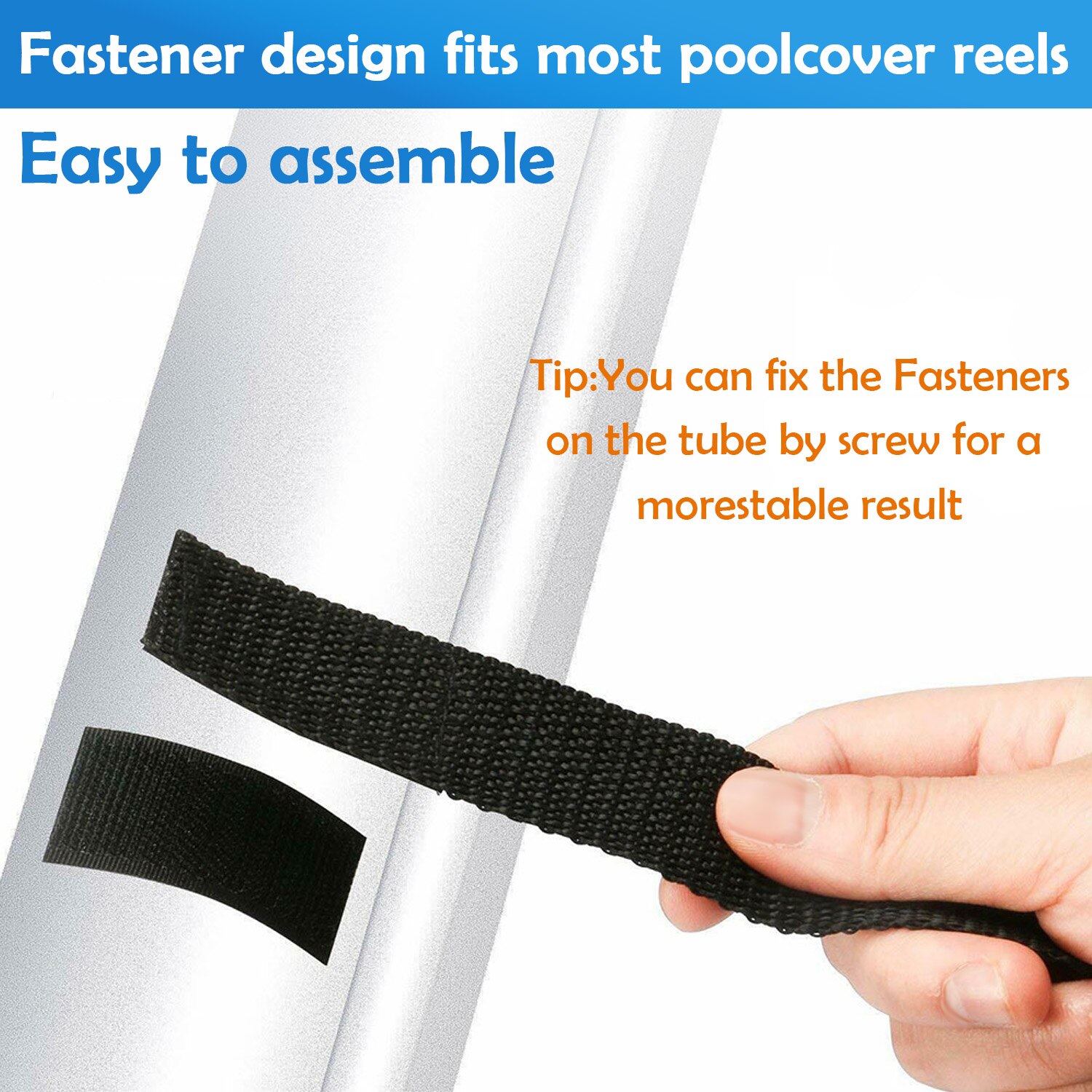 Pool Solar Cover Reel Attachment Kit 8pcs Blanket Straps + 8pcs Buckles + 8pcs Clips for In Ground Swimming Pool Outside