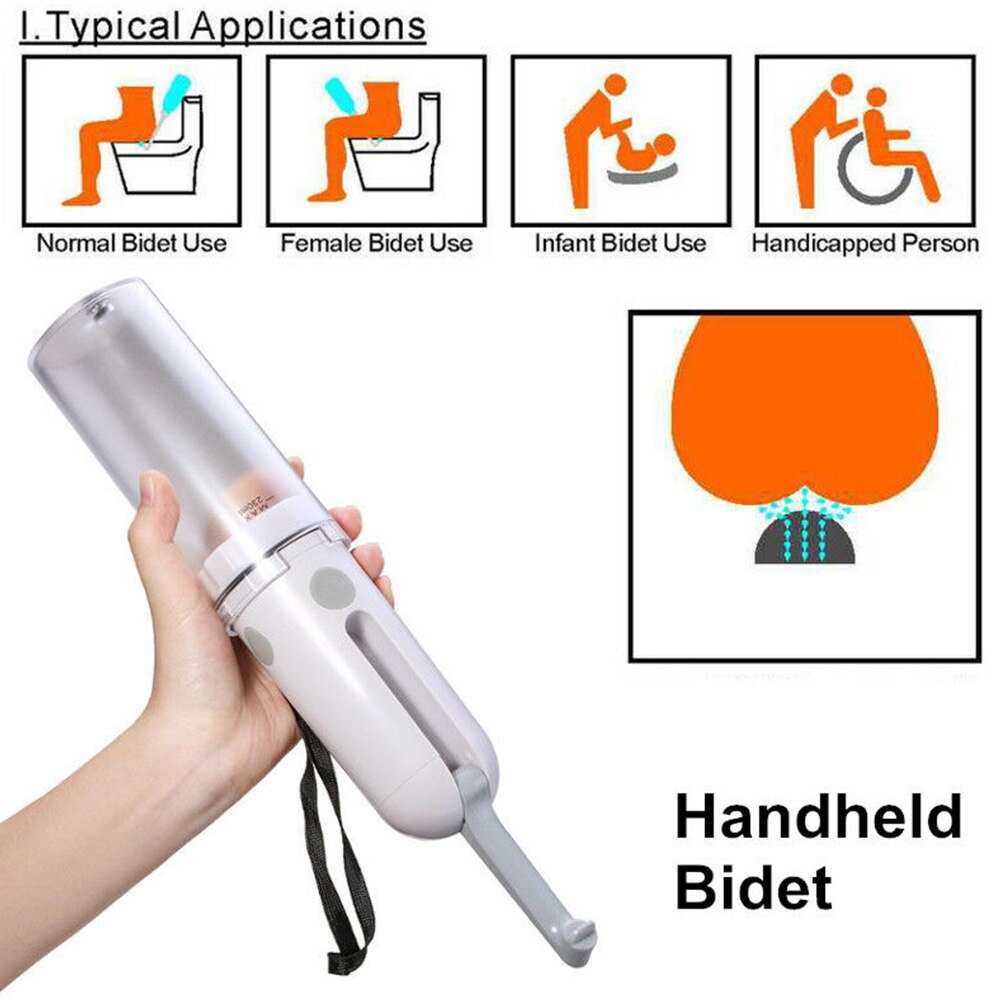 Bidé eléctrico de viaje de 230ml, pulverizador de aseo portátil de silicona, resistente al agua, con carga USB