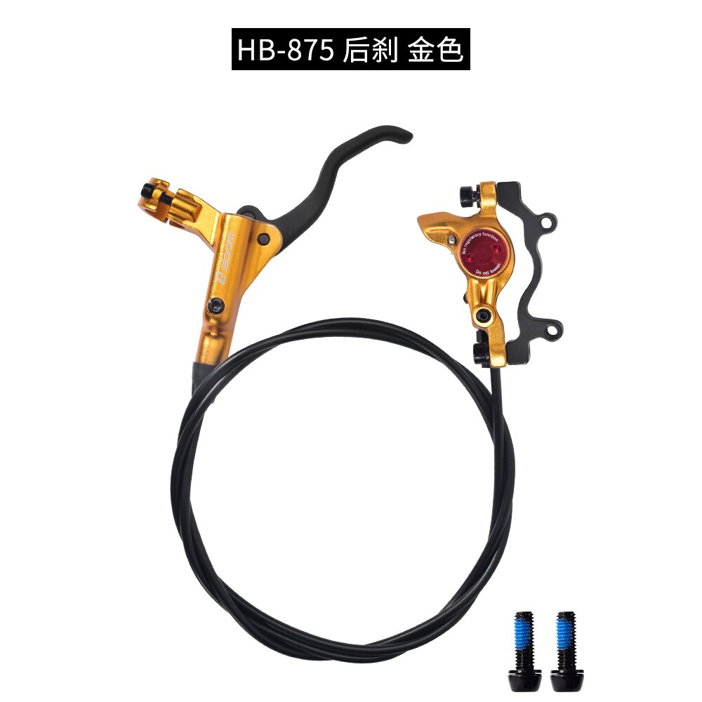ZOOM-freno de disco hidráulico para bicicleta de montaña, tubo de aceite grueso, antidesgaste, aleación de aluminio, 4 colores, HB-875: yellow rear brake
