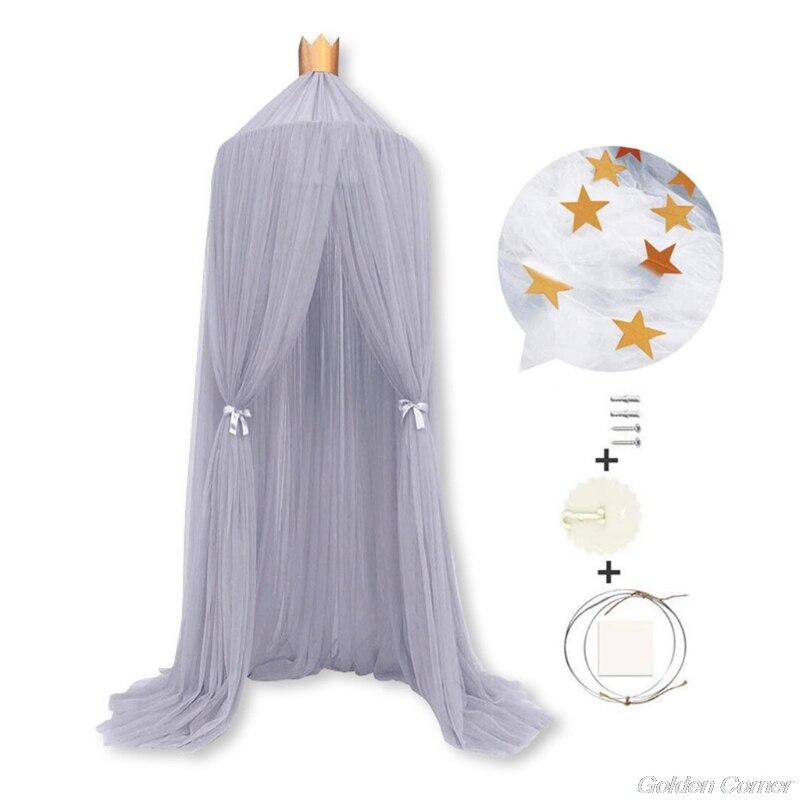 Mosquito Net with Stars Hanging Tent Baby Bed Crib Canopy Tulle Curtains for Bedroom Play House Tent for Kids Room M18 21: -PP