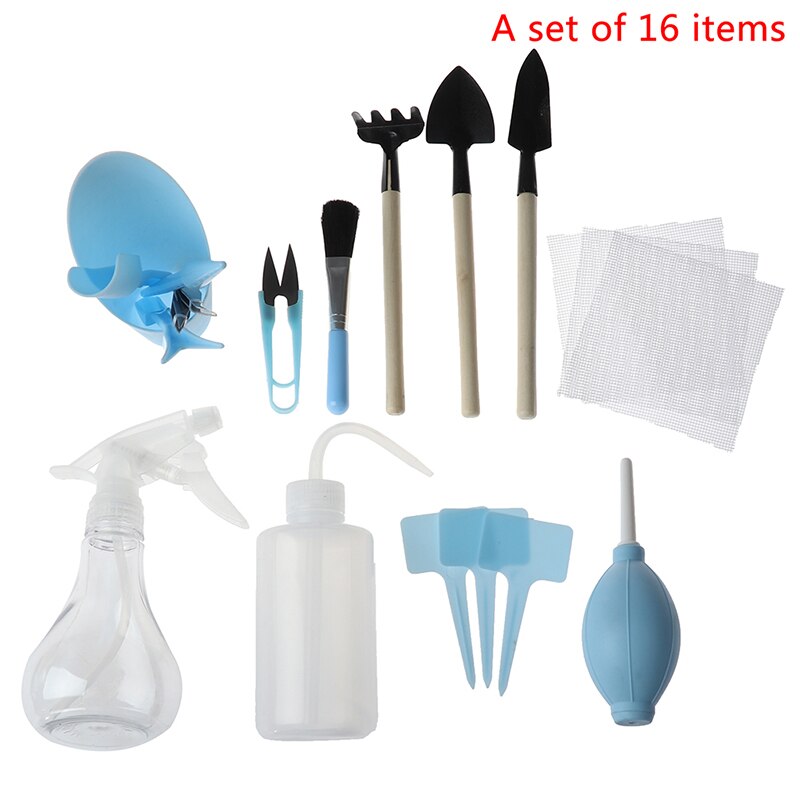 16 Pcs Succulent Planting Tools Gardening Supplies Garden Potted Tools: Blue
