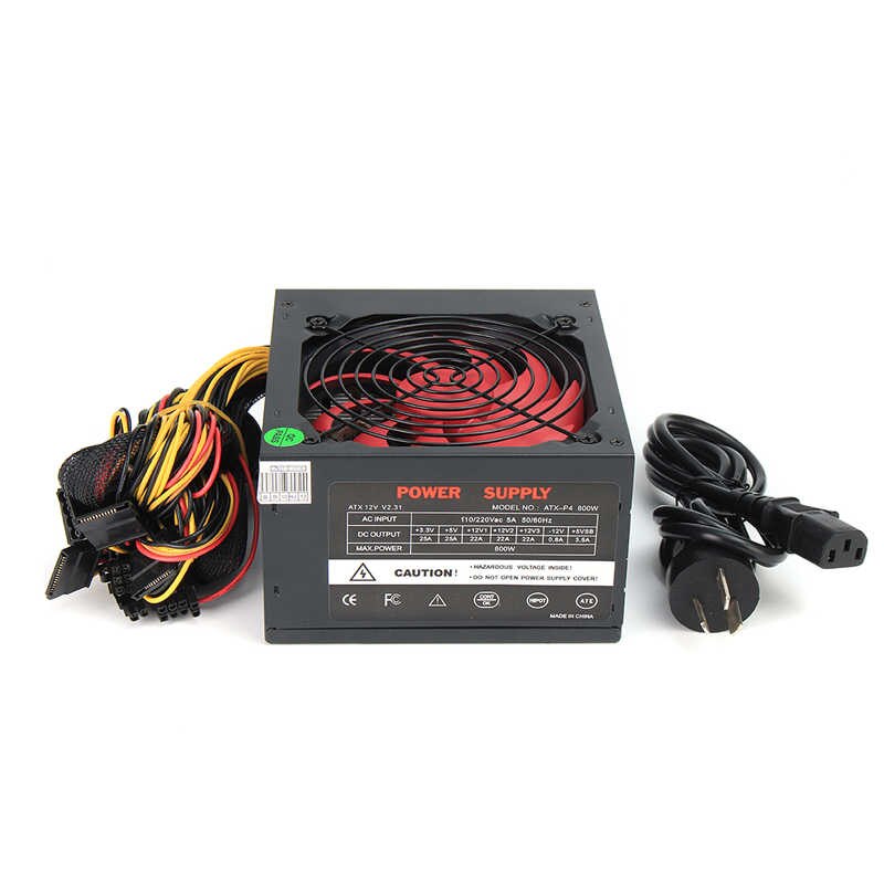 800W Quiet 120mm Fan ATX 12V 4pin PC Power Supply Modular SLI Illuminated Fan for High-end ComputerConfiguration PC