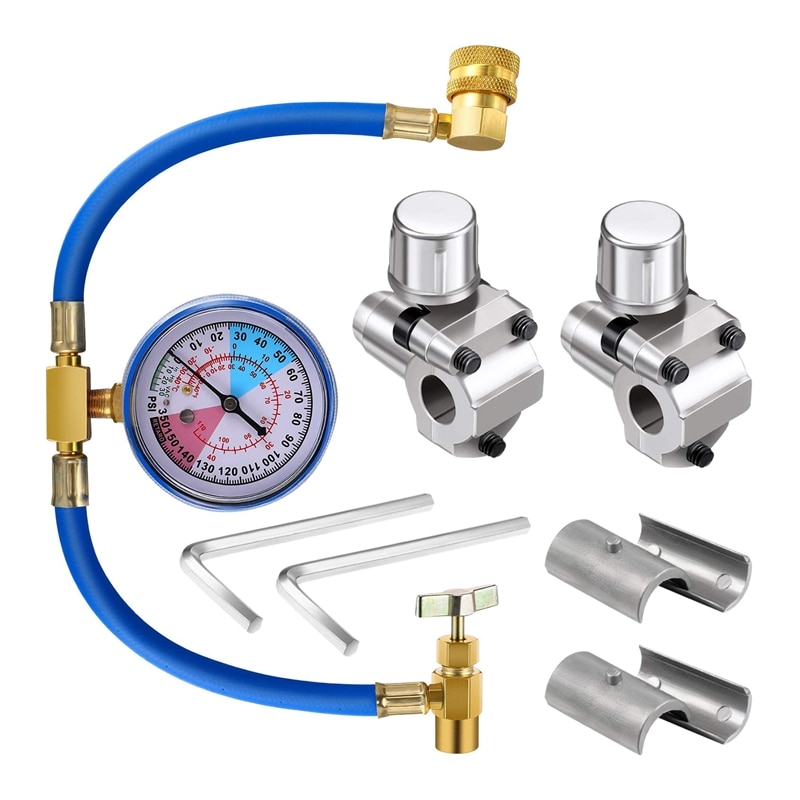 NewBPV31 Hose Refrigerant Valve,Piercing Tap Valve Kits U- Charging Hose Refrigerant Tap with R134A R12/R22 AC 1/2 Replace