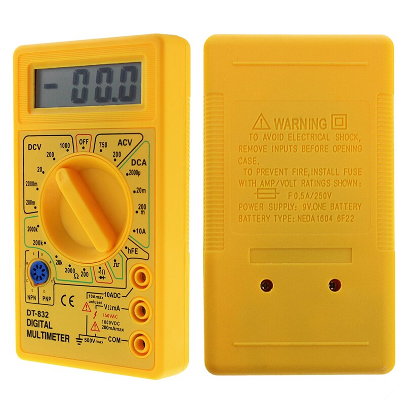 DT832 Digital Multimeter LCD DC AC Voltmeter Ammeter Ohm Tester