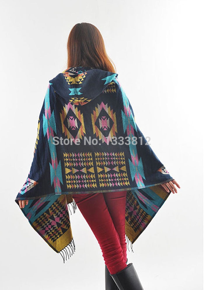 Manteau à capuche avec frange pour femme | Manteau Tartan carreaux carreaux, Poncho, capuche, bohème, châle, écharpe, écharpe enveloppante chaude,