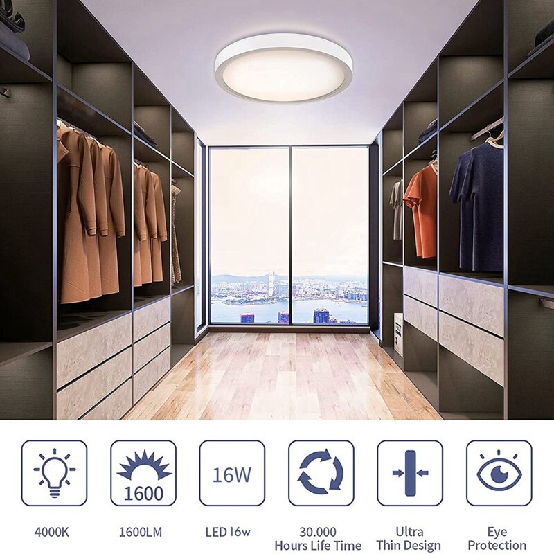 LED Ceiling Light Flat Round Ceiling Light 16 W,LED Ceiling Lighting for Bathroom Bedroom Living Room Kitchen Bathroom