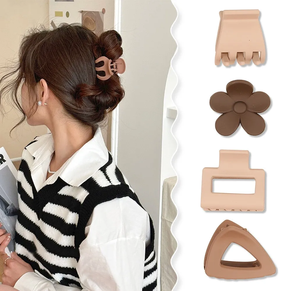 Nueva , conjunto de tres piezas de Color café, horquilla geométrica esmerilada, pasadores con Clip para el pelo para mujer y niña, accesorios para el cabello